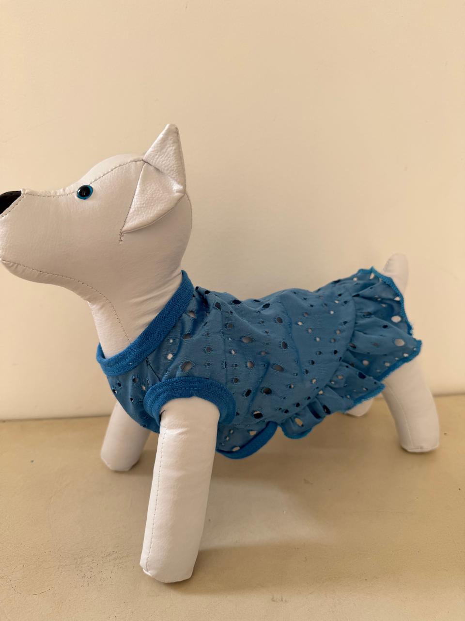 Vestido Malha Renda Azul