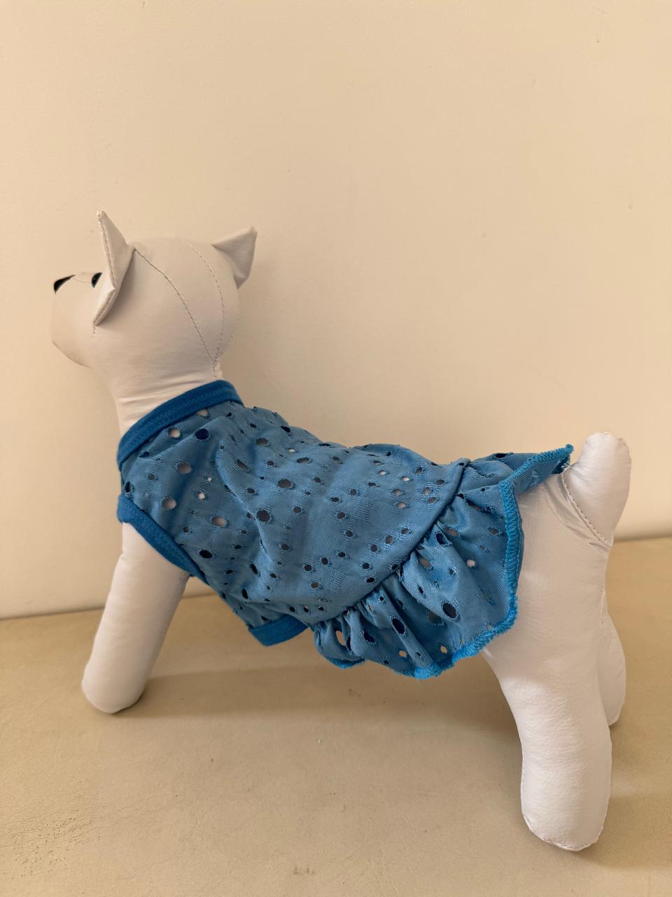 Vestido Malha Renda Azul