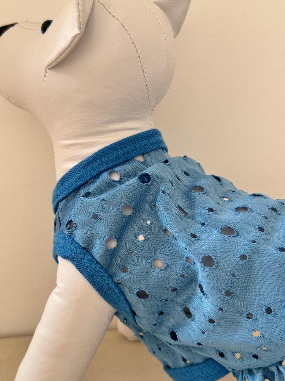 Vestido Malha Renda Azul