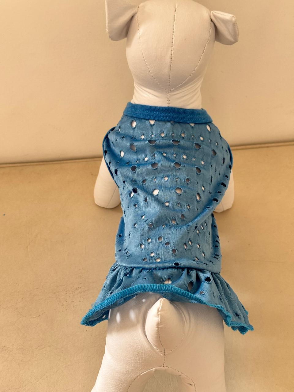 Vestido Malha Renda Azul