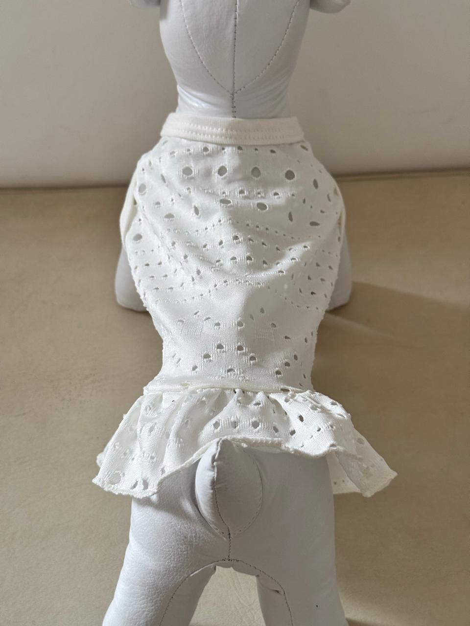 Vestido Malha Renda Off White